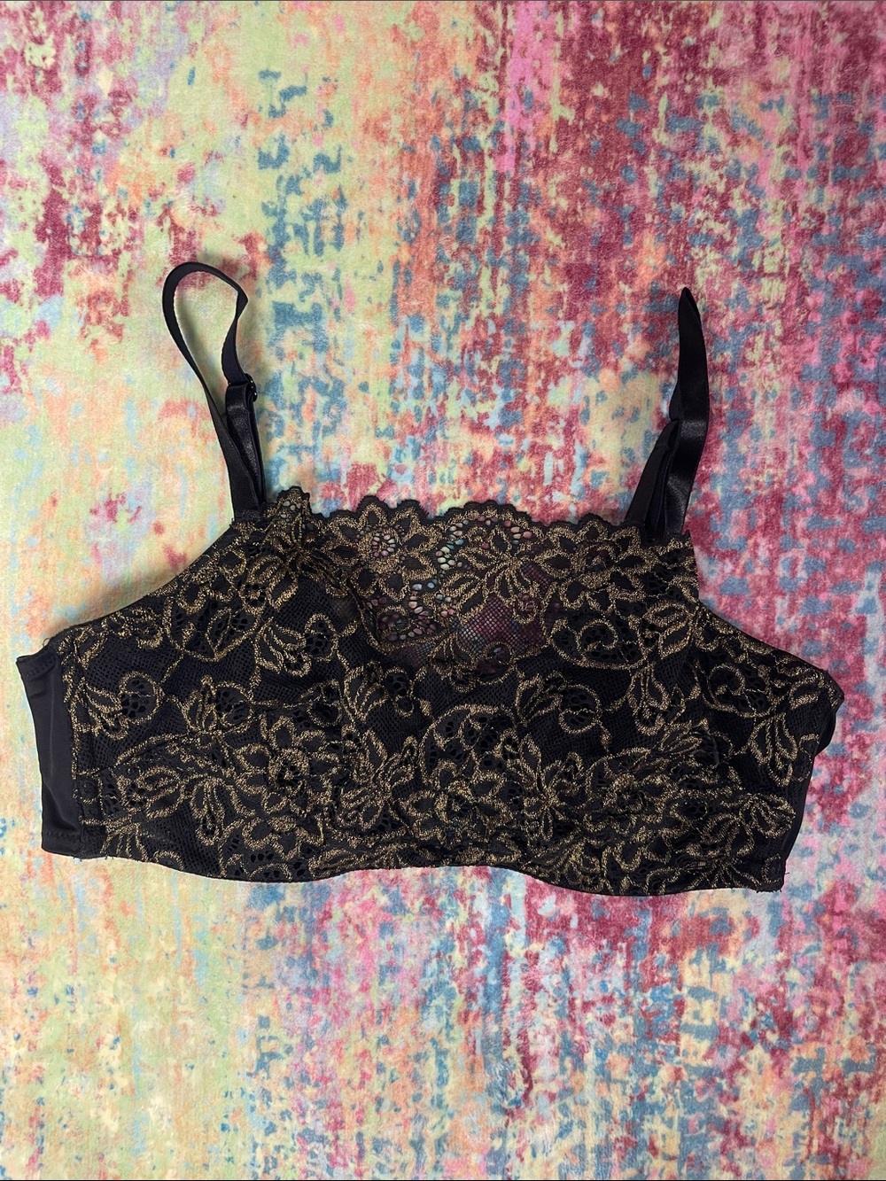 💕Olga Black Bra with Subtle Gold Accent